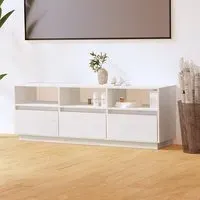 Qwara TV Stand with 3 Drawers - White, Pine Wood