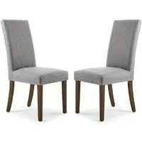 Rabat Dining Chairs with Stud Detail - Silver Grey, Walnut