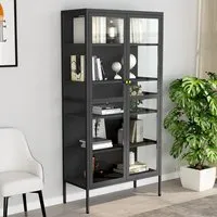 Rabia Display Cabinet with 2 Glass Doors - Anthracite, Steel alternate view