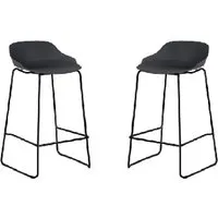 Racco Bar Stools with Metal Legs, Set of 2 - Dark Grey, Plastic alternate view