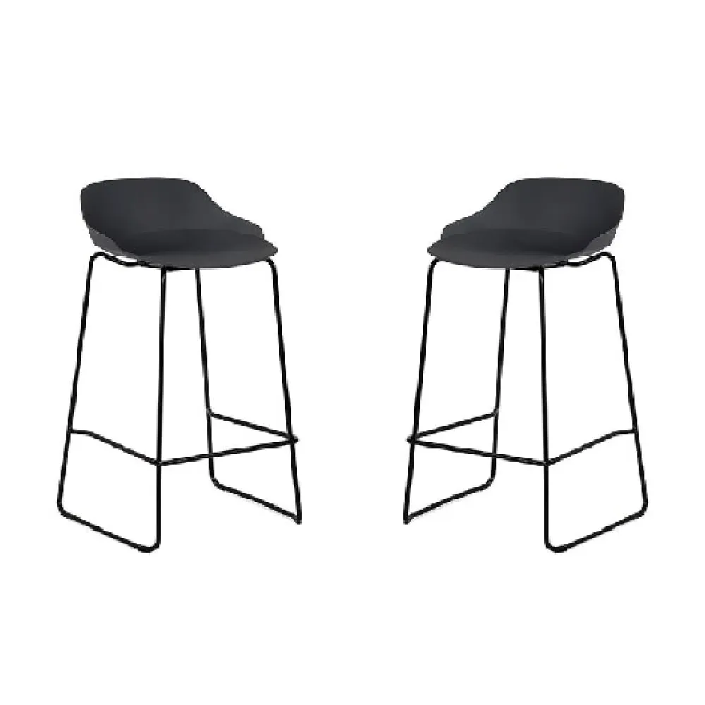 Racco Bar Stools with Metal Legs, Set of 2 - Dark Grey, Plastic product