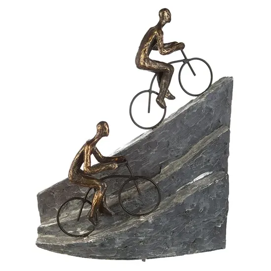 Racing Bicycle Riders Sculpture - Antique Bronze, Grey product