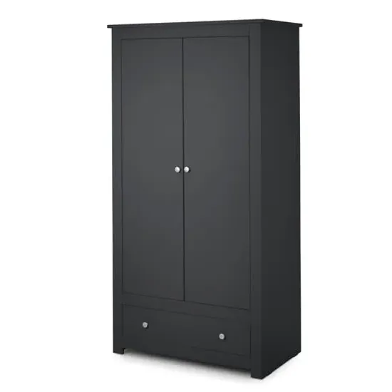 Raddix 2-Door Wardrobe with Drawer - Anthracite