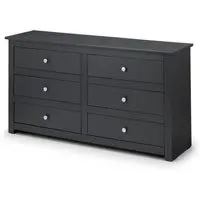 Raddix Wide Chest of Drawers with 6 Drawers - Anthracite