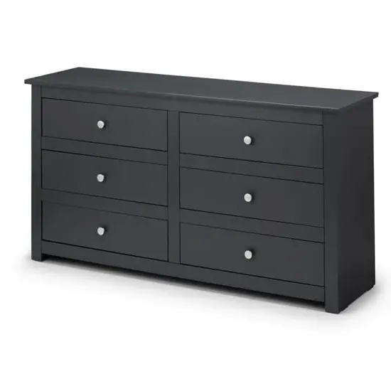 Raddix Wide Chest of Drawers with 6 Drawers - Anthracite