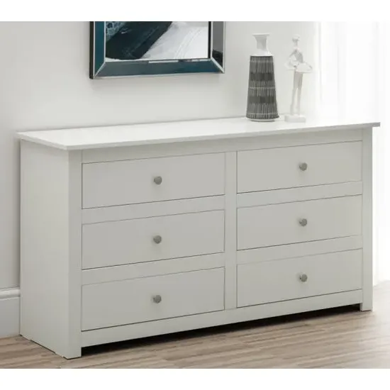 Raddix Wide Chest of Drawers with 6 Drawers - White