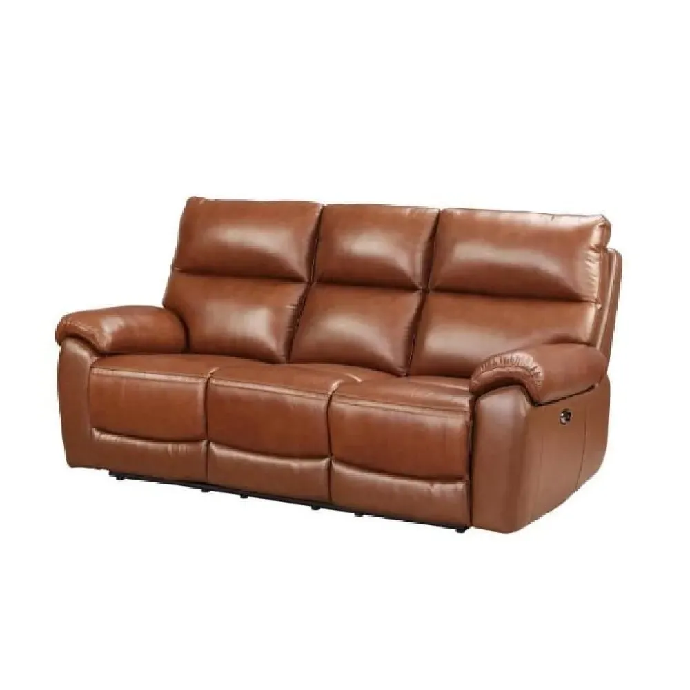 Radford 3-Seater Electric Recliner Sofa - Saddle, Leather