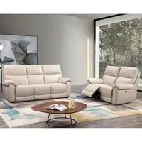 Radford 3+2 Seater Electric Recliner Sofa Set - Chalk, Leather