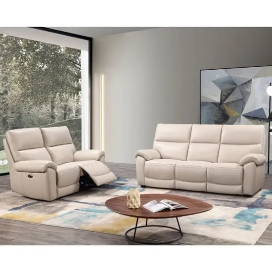 Radford 3+2 Seater Electric Recliner Sofa Set - Chalk, Leather