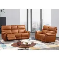 Radford 3+2 Seater Electric Recliner Sofa Set - Tan, Leather