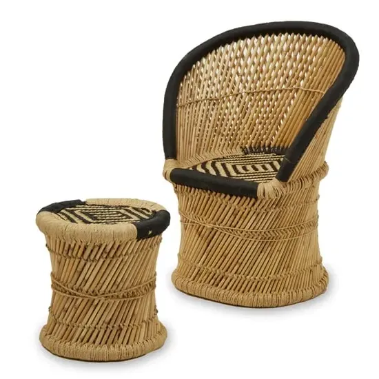 Radford Kids Chair and Stool - Black, Bamboo
