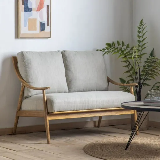 Radiant Fabric 2-Seater Sofa with Wooden Frame - Natural