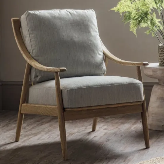 Radiant Fabric Armchair with Wooden Frame - Natural image