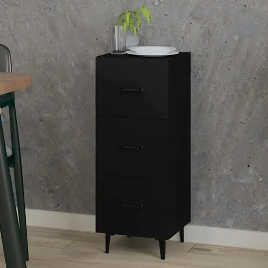 Radko 3 Drawer Chest - Black, Engineered Wood