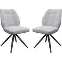 Raevo Swivel Dining Chairs with Metal Legs, Pair - Grey, Fabric alternate view