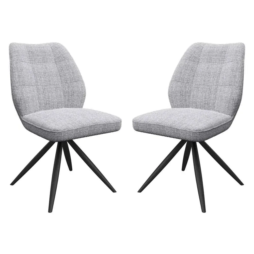 Raevo Swivel Dining Chairs with Metal Legs, Pair - Grey, Fabric product
