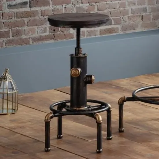 Raewyn Pipework Bar Stool - Brushed Copper, Rustic Elm product
