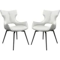 Rafael Swivel Dining Chairs Pair - White, Leather