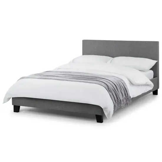 Rafiya King Size Bed with Storage - Grey, Linen