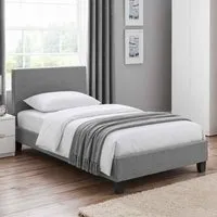 Rafiya Single Bed Frame - Grey, Linen alternate view