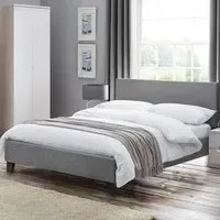 Rafiya Single Bed Frame - Grey, Linen