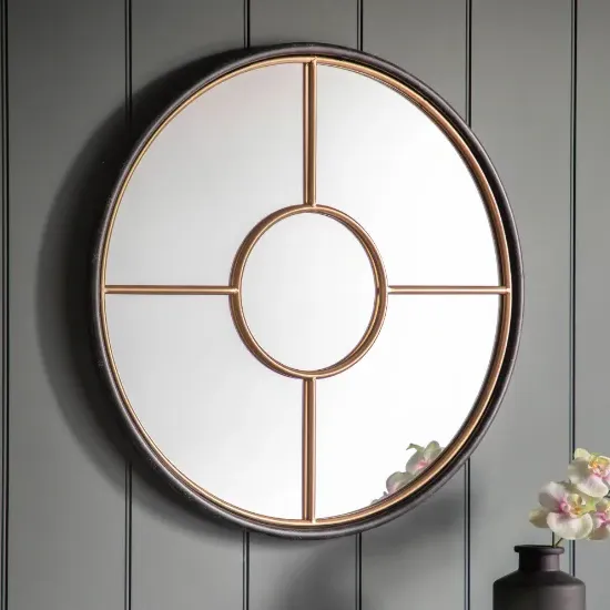 Raga Small Round Wall Mirror - Black, Gold product