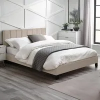 Ragina King Size Bed Frame - Cream, Velvet alternate view