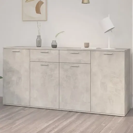 Ragni Sideboard with 4 Doors 2 Drawers - Concrete Effect