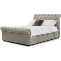 Rahela King Size Bed with 2 Drawers - Mink, Chenille
