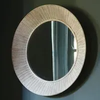 Raiola Round Wall Mirror - Distressed Cream