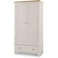 Raisie 2-Door Wardrobe with Drawer - Oak, Grey