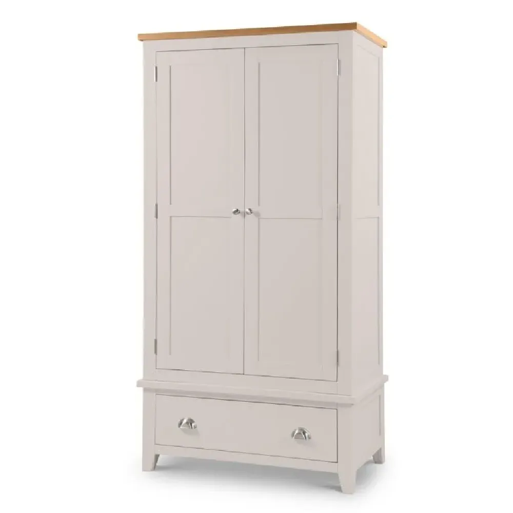 Raisie 2-Door Wardrobe with Drawer - Oak, Grey