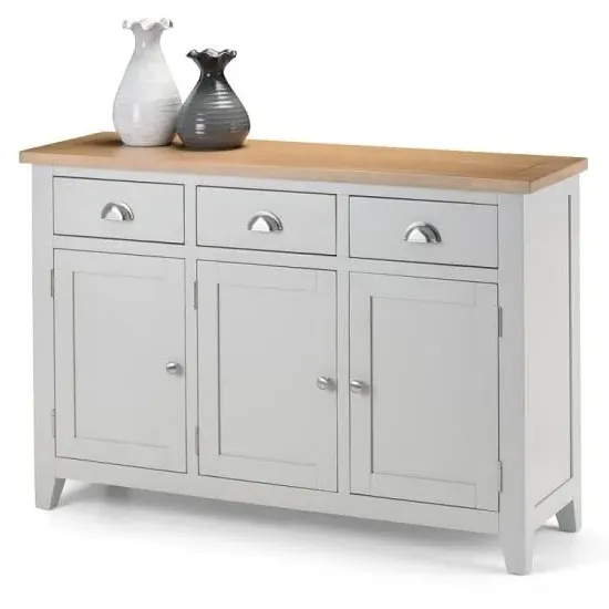Raisie 3-Door Sideboard with Drawers - Oak, Grey