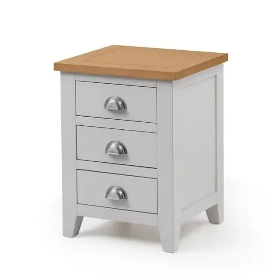 Raisie 3-Drawer Bedside Cabinet - Grey, Oak image