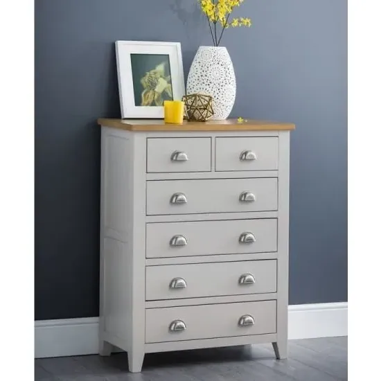 Raisie 6-Drawer Chest of Drawers - Grey, Oak
