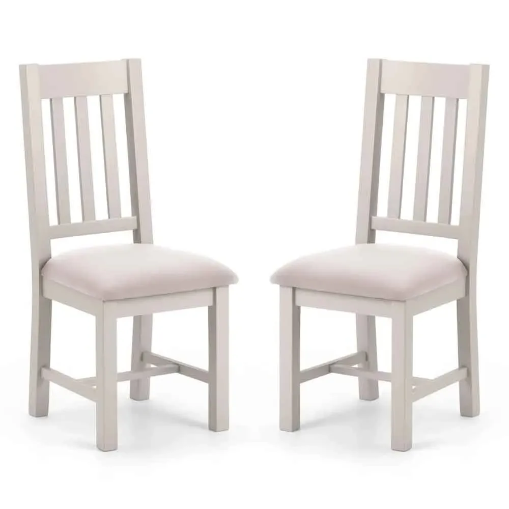 Raisie Dining Chair in Pair - Light Grey, Rubberwood product