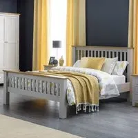 Raisie Double Bed Frame - Oak, Grey