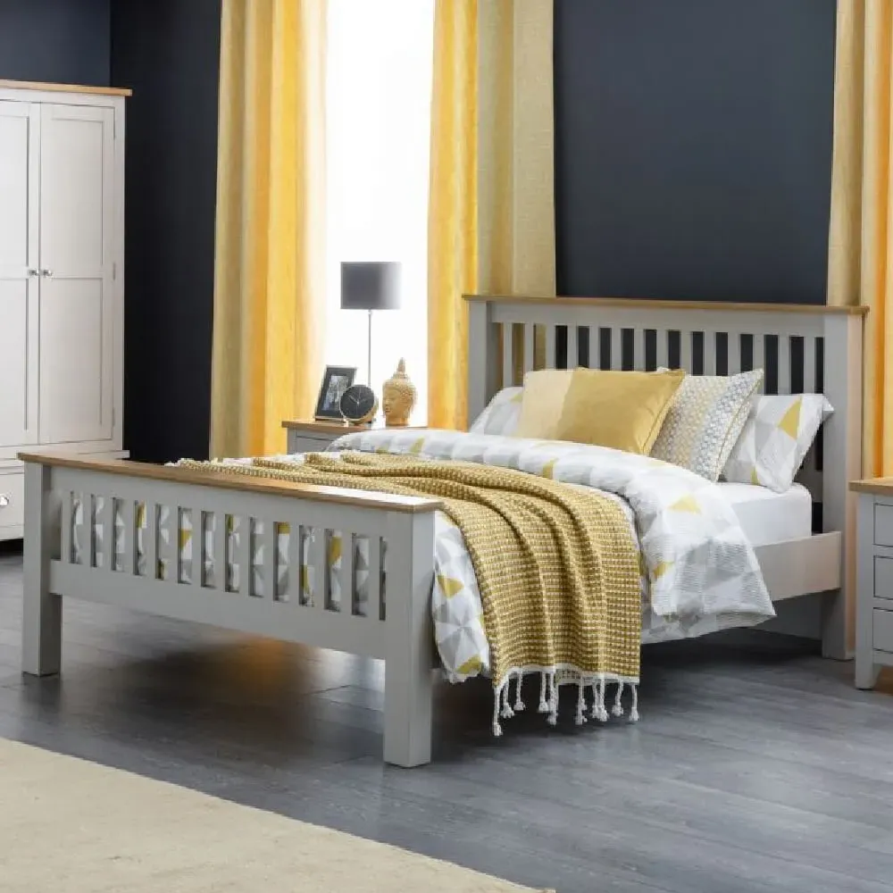 Raisie Double Bed Frame - Oak, Grey