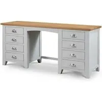 Raisie Twin Pedestal Dressing Table - Grey, Oak