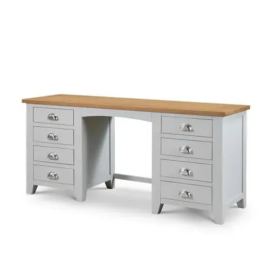 Raisie Twin Pedestal Dressing Table - Grey, Oak