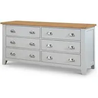 Raisie Wide 6-Drawer Chest of Drawers - Grey, Oak