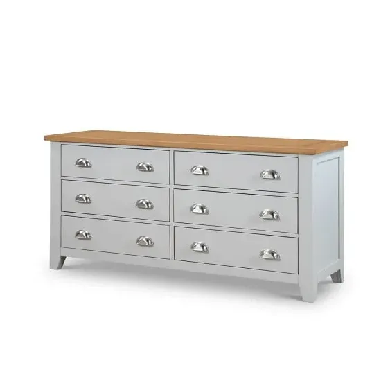 Raisie Wide 6-Drawer Chest of Drawers - Grey, Oak