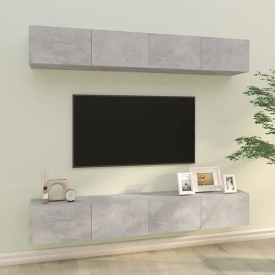 Raivo Wall Hung Entertainment Unit - Concrete Effect image