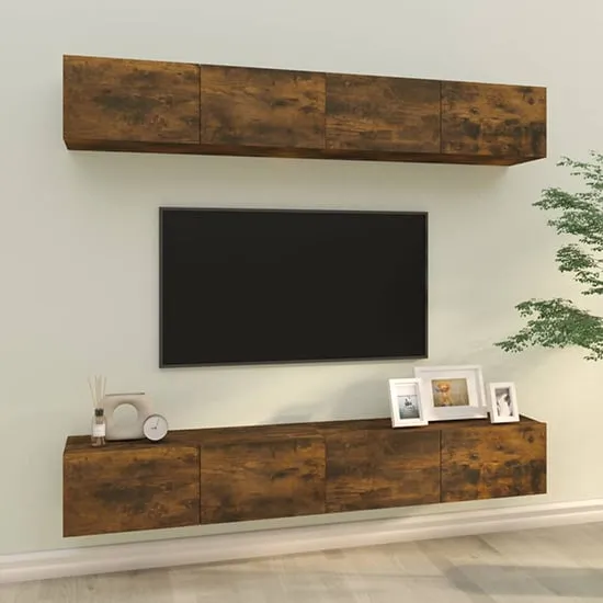 Raivo Wall Hung Entertainment Unit - Smoked Oak