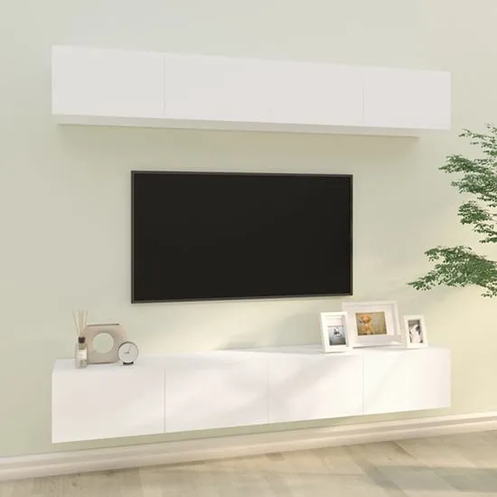 Raivo Wall Hung Entertainment Unit - White, Engineered Wood