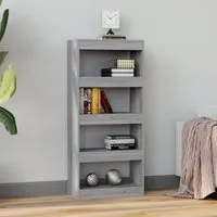 Raivos Bookshelf Room Divider - Grey, Engineered Wood