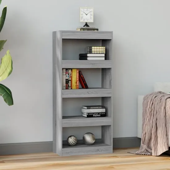 Raivos Bookshelf Room Divider - Grey, Engineered Wood