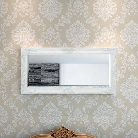 Ramiro Small Baroque Wall Mirror - White, Wood image