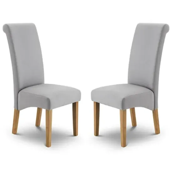 Ramos Dining Chair Scroll Back (Pair) - Shale Grey, Linen product