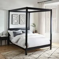Ramsbury Double Bed Frame with Canopy - Black, Pine Wood alternate view